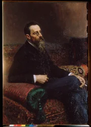 Retrato del compositor Nicolás (Nikolai) Rimsky Korsakov (Rimsky-Korsakov) (1844-1908). Pintura de Ilya Repin (Ilia Repin) (1844-1930), óleo sobre lienzo