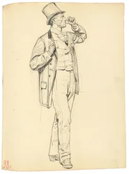Estudio para "Un Café Parisino": Hombre de Pie con el Brazo Levantado, c. 1872-1875