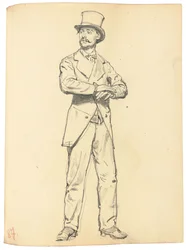 Estudio para "Un café parisino": Hombre de pie con sombrero, piernas separadas, c. 1872-1875