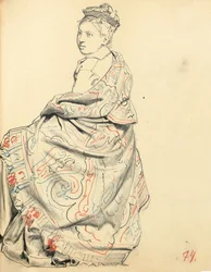 Estudio para "Un Café Parisino": Estudio del Vestido para una Mujer Sentada, c. 1872-1875