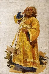 Estudio del Diácono para la Pintura "La Procesión Religiosa en la Provincia de Kursk"