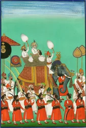Raja de Jodhpur montando un elefante, c1780