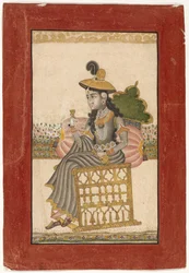 Una dama enjoyada, Escuela de Kota, 1690-1720