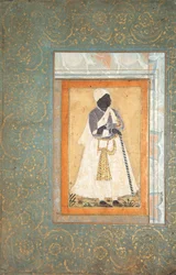 Un hombre negro se apoya en un bastón largo, hacia 1682