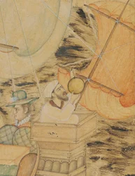 Una carabela atacada por un monstruo marino, India mogol, c.1590