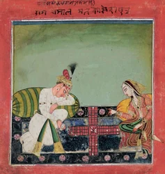Un folio del "Tandan" Ragamala: Ragaputra Chandrakaya de Malkosa, c.1700