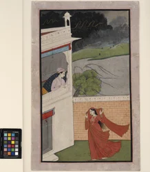 Una dama llega a la casa de su amante en una tormenta, c.1830