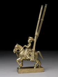 Un guerrero montado con lanzacohetes, indio, c.1795