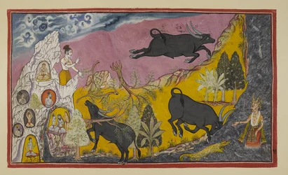 Agregue 15296 (2) f.11r, Sugriva luego le dice a Rama y Laksmana cuán poderoso es su hermano Ba