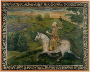 Alivardi Khan Goes Hawking (gouache sobre papel)
