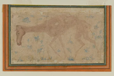 Un caballo demacrado, de Mughal o Decán, mediados del siglo XVII (tinta y lavado de color sobre papel)