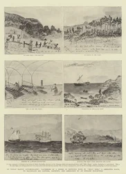 Autobiografía de un esclavo indio, facsímiles de una serie de bocetos realizados por "Billy King", un esclavo liberado, para ilustrar su captura, cautiverio y liberación por un barco de guerra inglés