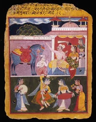 Una ilustración de Rasikapriya de Keshav Das, principios del siglo XVII