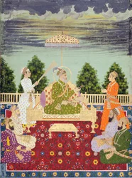 Bahadur Shah con sus cuatro hijos y un nieto
