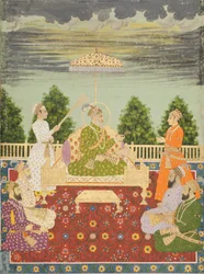 Bahadur Shah con sus cuatro hijos y un nieto, c.1710