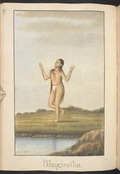 Bhagiratha, antepasado de Rama, haciendo penitencia
