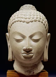 Cabeza de Buda, cultura de Sarnath, 500 d. C.