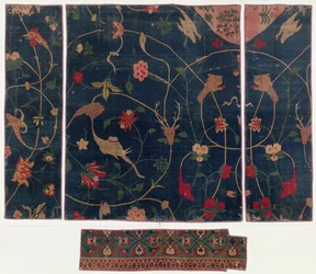 Alfombra decorada con animales, India, siglo XVI