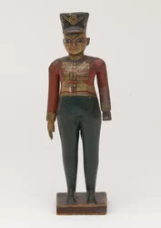 Figura de madera tallada de un oficial británico del 3er Madras