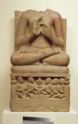 Escultura de Buda en actitud de predicar un sermón, Sarnath, Uttar Pradesh, siglo V
