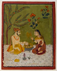 Pareja sentada bajo un árbol, c.1700