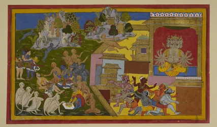 Hanumān llega con una hierba curativa; Lakṣmaṇa se recupera y jura derrotar a Rāvaṇa.