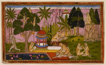 Hanumān informa del descubrimiento de Sītā, y Aṅgada ataca a Dadhimukha en Madhuvana.
