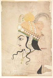 Cabeza de Krishna: boceto para un mural del Raslila, c.1800