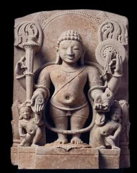 Hinduismo: representación de Vishnu - Escultura de gres, Escuela de Mathura, Imperio Kouchan