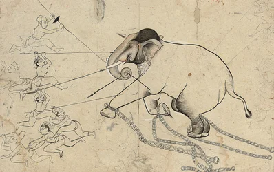 Isarda o Kotah, Dibujo Preparatorio del Domado de un Elefante
