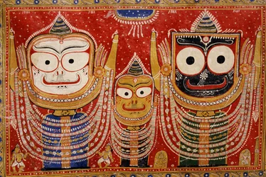Jagannath, pintado en la pared de una casa