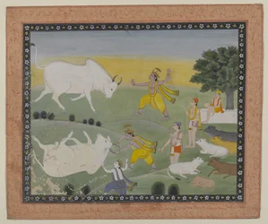 Krishna derrotando al demonio toro