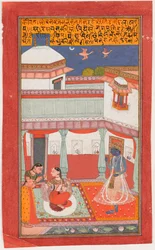 Krishna y Radha con un Sakhi