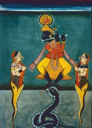 Lord Krishna (gouache y acuarela sobre papel)