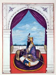 Maharajá Karak Singh, del Reino del Punjab, sus gobernantes y jefes, volumen I, un volumen de 27 estudios en acuarela por un artista indio no identificado, c.1840
