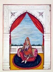 Maharani Chand Kaur, del Reino del Punjab, sus gobernantes y jefes, volumen I, un volumen de 27 estudios en acuarela por un artista indio no identificado, c.1840