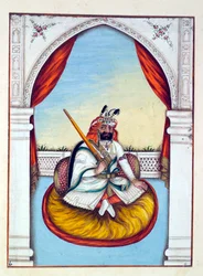 Maharajá Sher Singh, del Reino del Punjab, sus gobernantes y jefes, volumen I, un volumen de 27 estudios en acuarela por un artista indio no identificado, c.1840