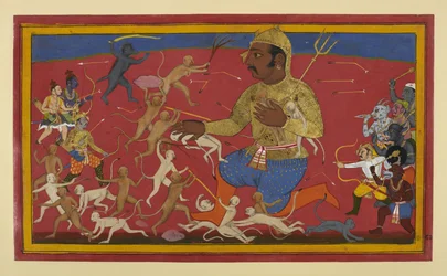 Monos y dioses presionan su ataque contra Kumbhakarṇa
