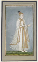Muhammad-Quli Qutbshah, folio de álbum con pintura, c.1900