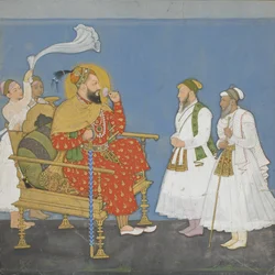Muhammad Adil Shah II con cortesanos y asistentes