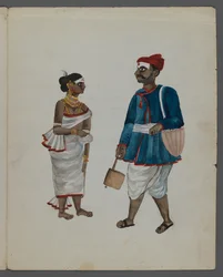 Una de un conjunto de nueve imágenes que muestran a indios en diferentes profesiones