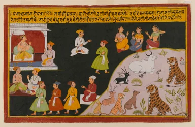 Página de una serie Panchakhyana dispersa, c.1720-40