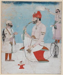 Retrato de Raja Sansar Chand de Kangra, c.1800-10