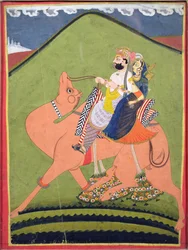 Retrato de Salim Singh de Pokaran, montando un camello con su rani, Jodhpur, c.1810-20