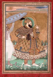 Retrato del sultán Abul Hasan de Golconda, de pie