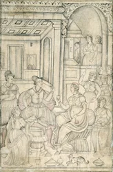 Marineros portugueses con mujeres indias