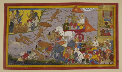 Prahasta es derrotado por Nīla en medio de los enfermos; Rāvaṇa y los demonios se desesperan.