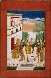 Radha y Krishna bailando, c.1760 (acuarela sobre papel)