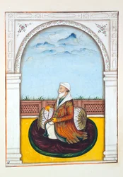 Rajá Dina Nath-Bahadur, del Reino del Punjab, sus gobernantes y jefes, volumen I, un volumen de 27 estudios en acuarela por un artista indio no identificado, c.1840