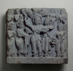 Relieve que representa el Nacimiento de Buda, Gandhara, probablemente Sikri, siglo II-III